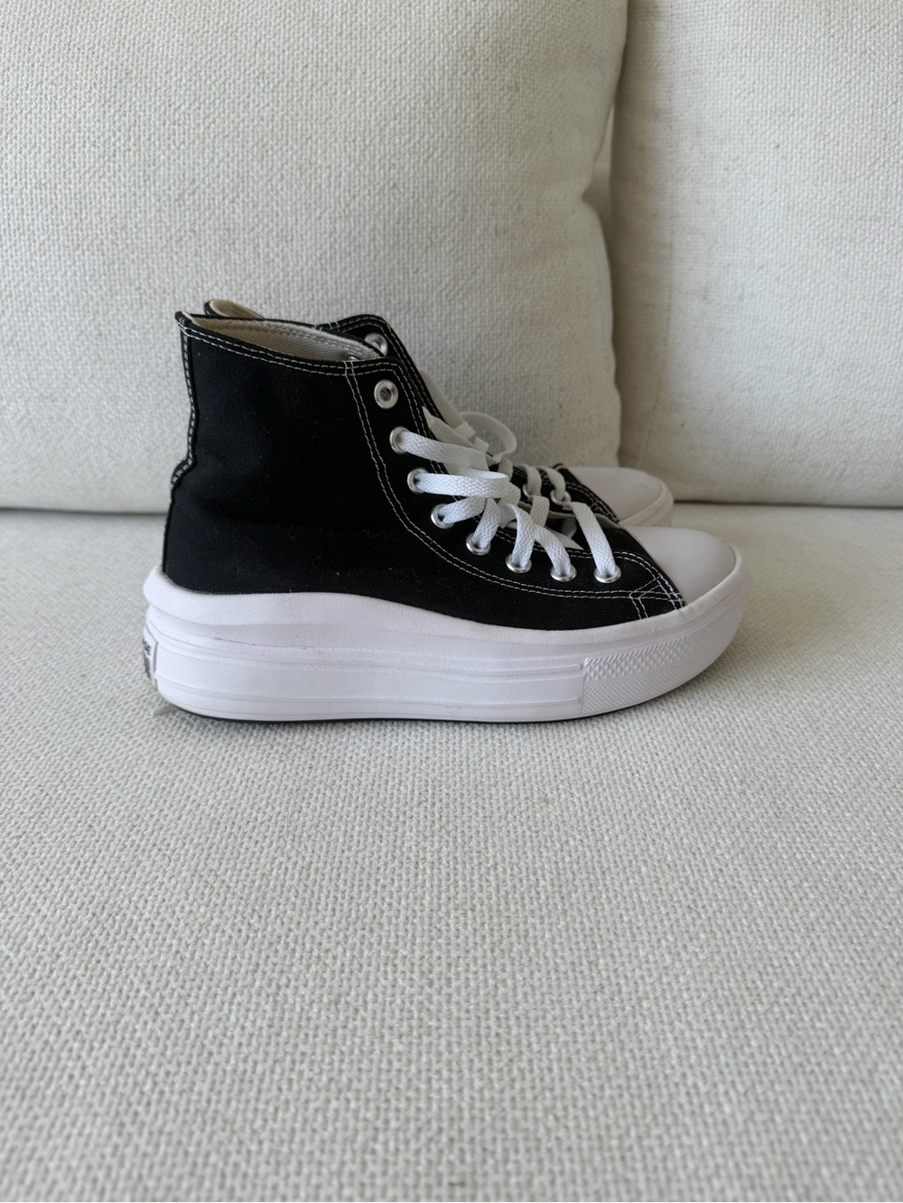 Converse Black and White High Top Platform Sneakers - Picture 2 of 7